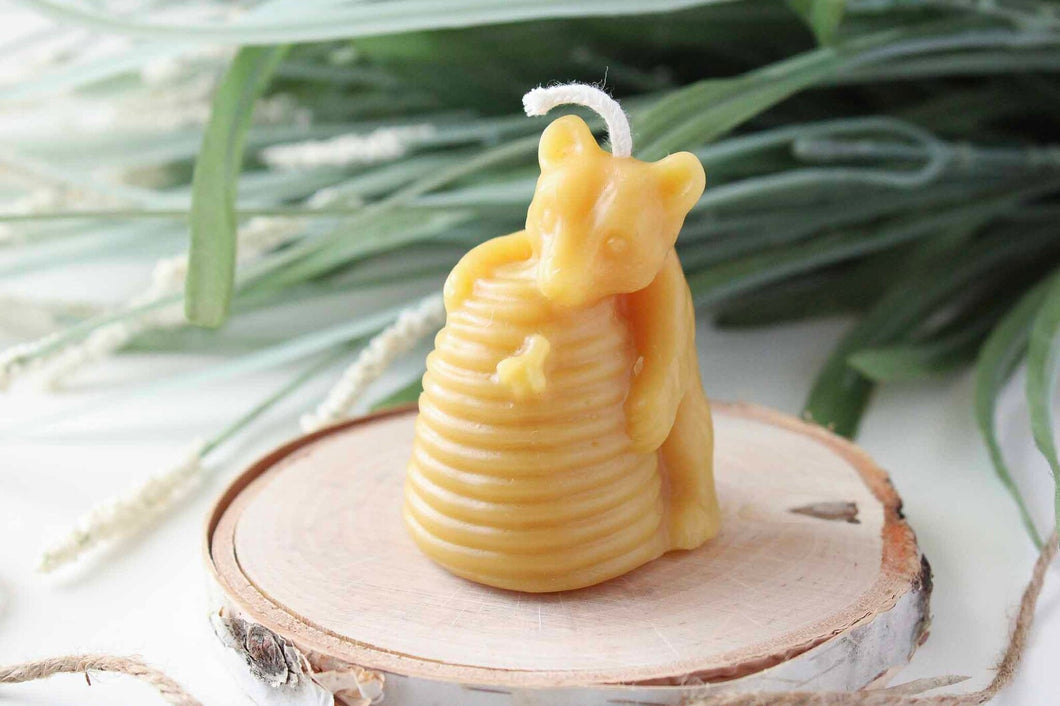 Beeswax Candle Bear and Beehive